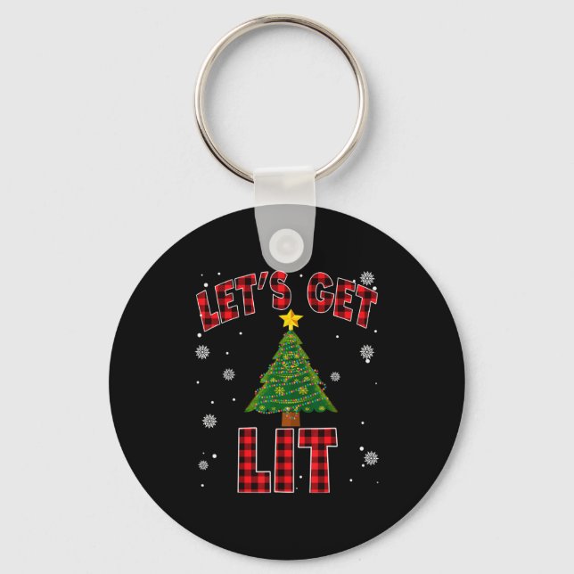 Porte-clés Let's Get Lit Red Buffalo Plaid Christmas Pajama D (Recto)