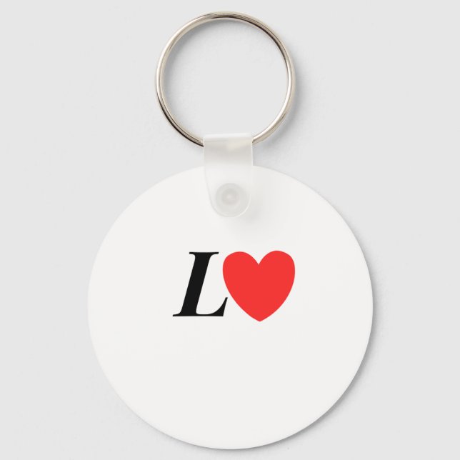 Porte-clés Letter L Heart - Valentine Initial Love Design (Recto)