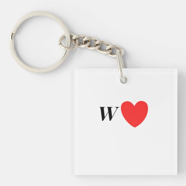 Porte-clés Letter W Heart - Valentine Initial Love Design (Devant)