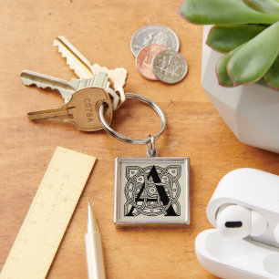Porte-clés Lettre A Monogramme Impression de nœud celtique vi