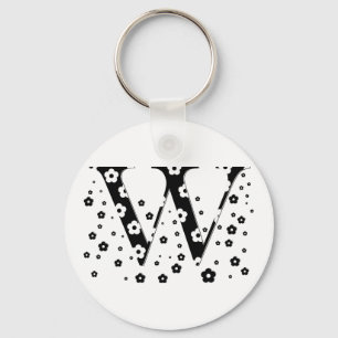 Porte-clés lettre à motifs floraux W