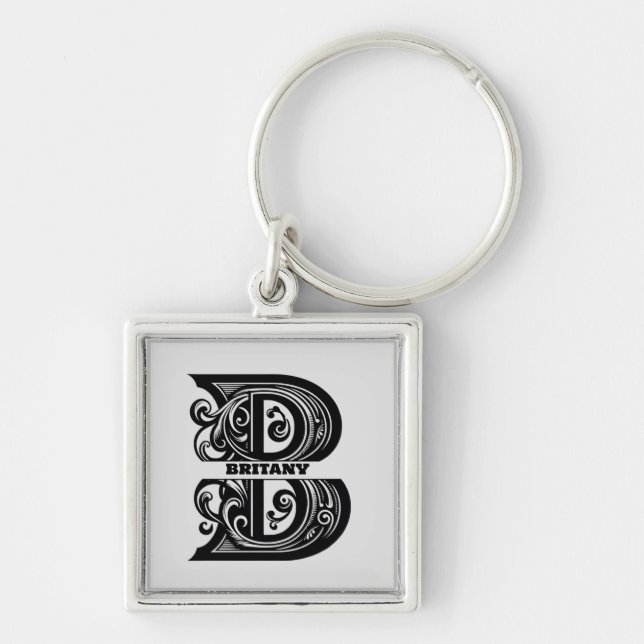 Porte-clés Lettre B Monogramme personnalisé (Devant)