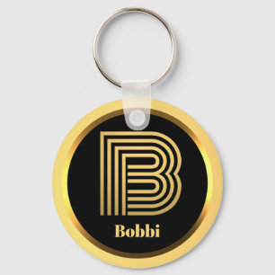 Porte-clés Lettre B or monogramme Personnalisée