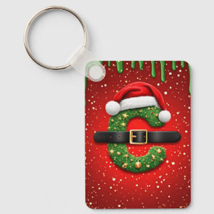 Porte-clés Lettre C de Santa avec décoration de couronne de N