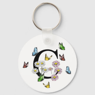 Porte-clés Lettre C Floral Butterfly Monogramme initial