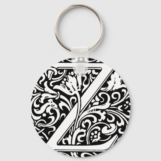 Porte-clés LETTRE Carré Z LETTRE ALPHABET Floral (Recto)