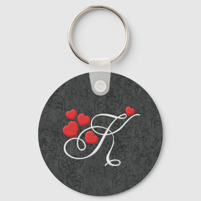 Porte-clés Lettre de coeur élégante K (Recto)