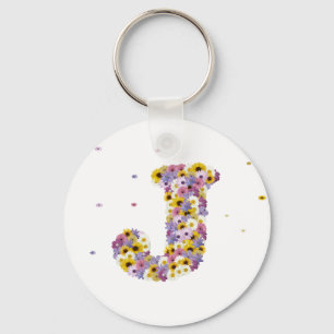 Porte-clés Lettre de fleurs J