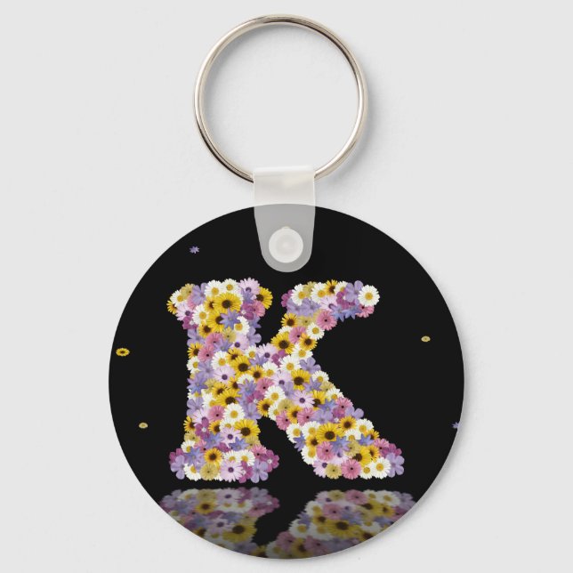 Porte-clés Lettre de fleurs K (Recto)