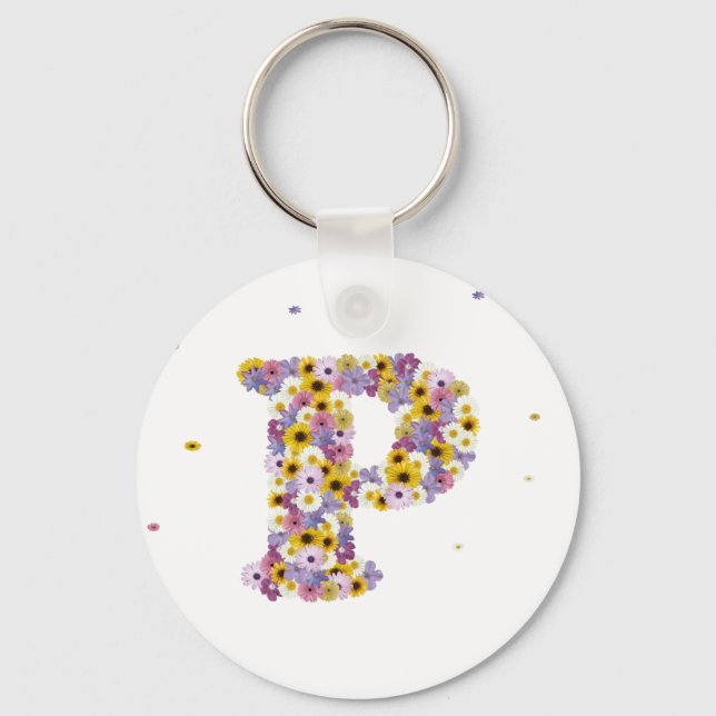 Porte-clés Lettre de fleurs P (Recto)