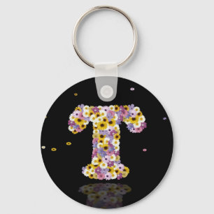 Porte-clés Lettre de fleurs T