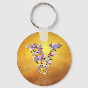 Porte-clés Lettre de fleurs V