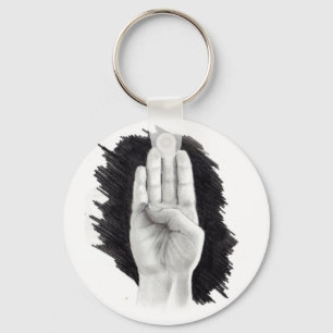 PORTE-CLÉS LETTRE DE LANGUE SIGNE AMÉRICAINE "B"