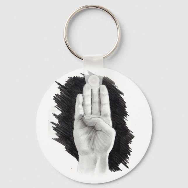 PORTE-CLÉS LETTRE DE LANGUE SIGNE AMÉRICAINE "B" (Recto)