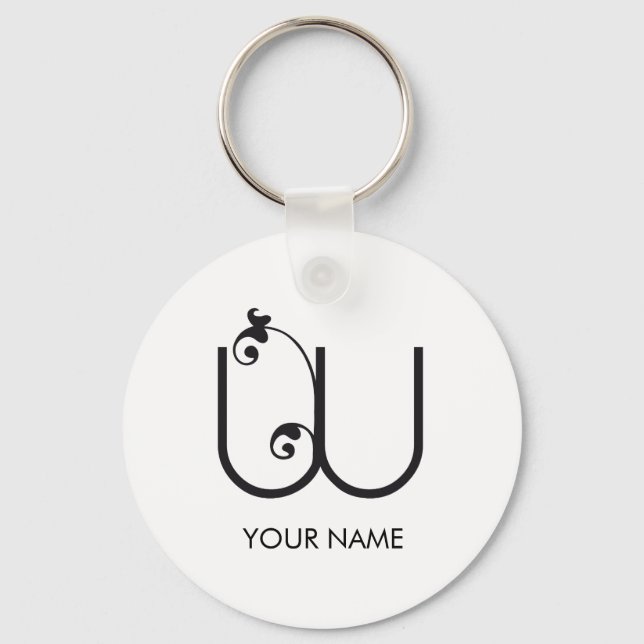 PORTE-CLÉS LETTRE DE MONOGRAMME FLEURIE CUTE W WHITE (Recto)