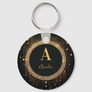 Porte-clés Lettre de monogramme personnalisée avec paillettes