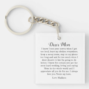 Porte-clés Lettre de typographie de maman personnalisée