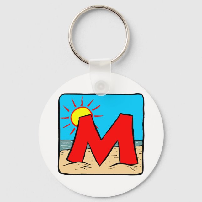 Porte-clés LETTRE D'IDÉES DE Mariage DE PLAGE M (Recto)