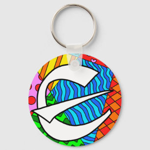 Porte-clés Lettre E Doodles colorés