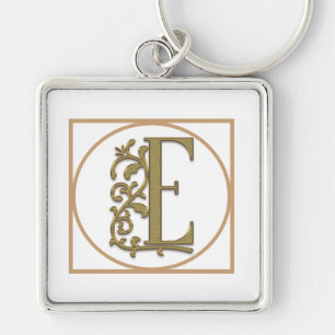 Porte-clés LETTRE E MONOGRAM Beau Mariage Nouveau Accueil Cad