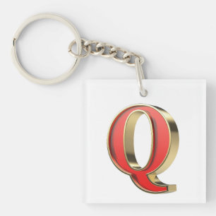 Porte-clés Lettre en verre rouge Q