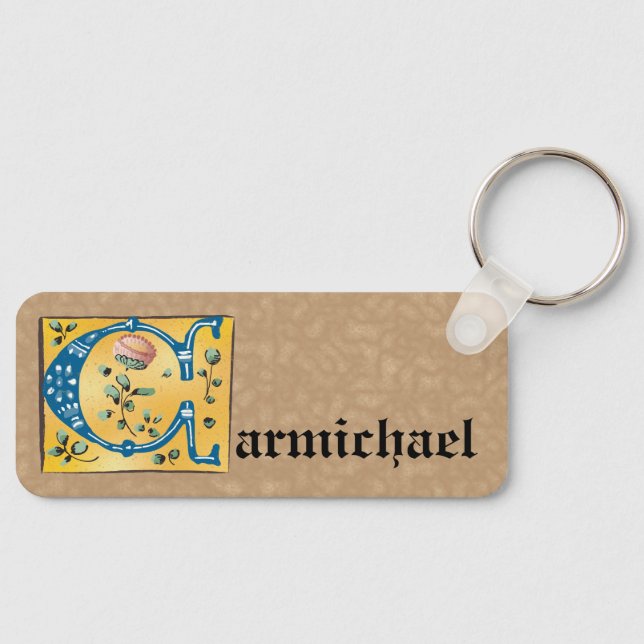 Porte-clés Lettre Florale médiévale illuminée C Monogramme (Recto)
