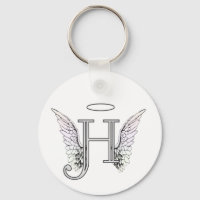 Lettre H Monogramme initial avec ailes angéliques 
