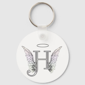 Porte-clés Lettre H Monogramme initial avec ailes angéliques