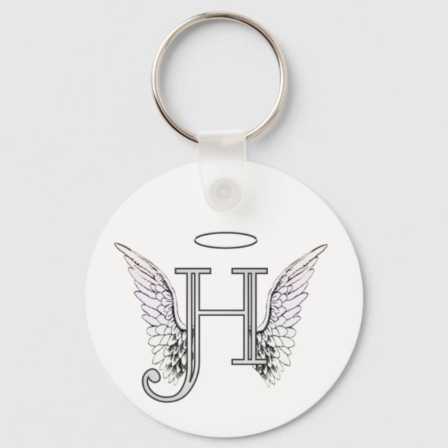 Porte-clés Lettre H Monogramme initial avec ailes angéliques  (Recto)