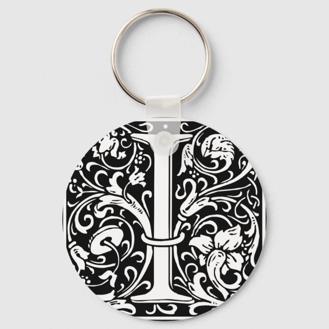 Porte-clés Lettre I Monogramme médiéval Art Nouveau (Recto)