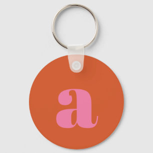 Porte-clés Lettre initiale de monogramme moderne rose orange