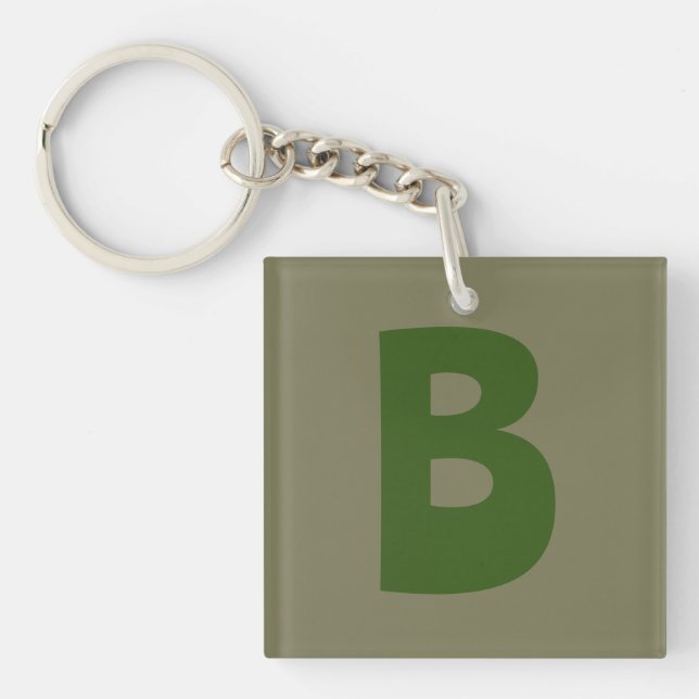 Porte-clés LETTRE INITIALE Élégante MONOGRAPHIQUE VERT (Devant)