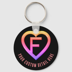 Porte-clés Lettre initiale F du coeur brillant