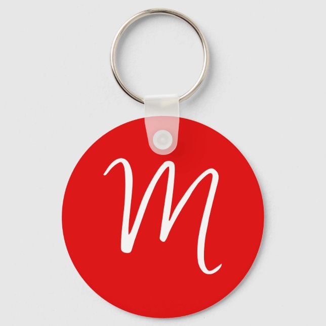 Porte-clés Lettre initiale Monogramme élégant Rouge Blanc (Recto)
