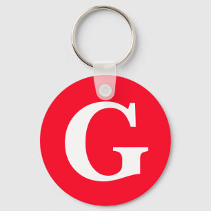 Porte-clés Lettre initiale Monogramme Rouge Blanc Plaine Simp