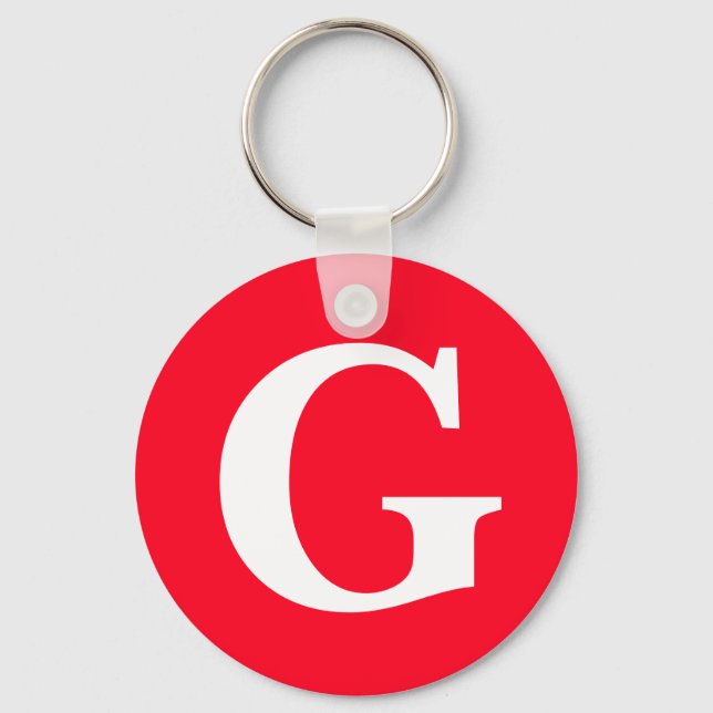 Porte-clés Lettre initiale Monogramme Rouge Blanc Plaine Simp (Recto)