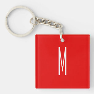 Porte-clés Lettre initiale Monogramme Style moderne Rouge Bla