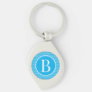Porte-clés Lettre initiale personnalisée Sky Polka Dot