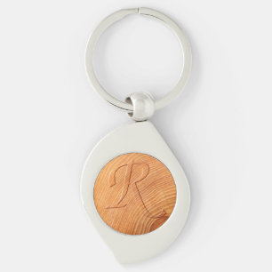 Porte-clés LETTRE INITIALE R Faux Bois Distorti Imprimer
