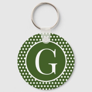 Porte-clés Lettre initiale Retro Chic Pois Dark Green