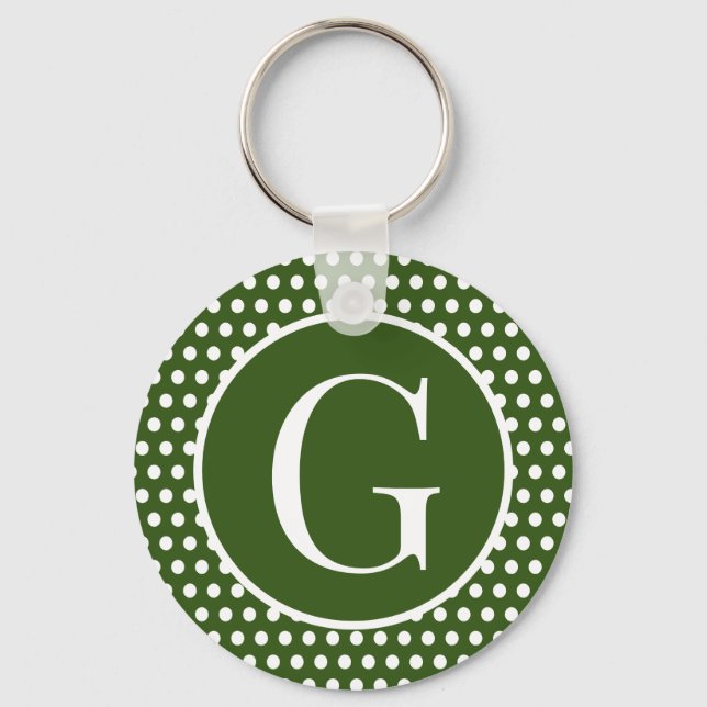 Porte-clés Lettre initiale Retro Chic Pois Dark Green (Recto)