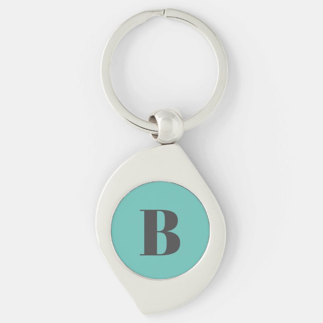 PORTE-CLÉS LETTRE INITIALE TURQUOISE CLAIRE UNIQUE (Devant)