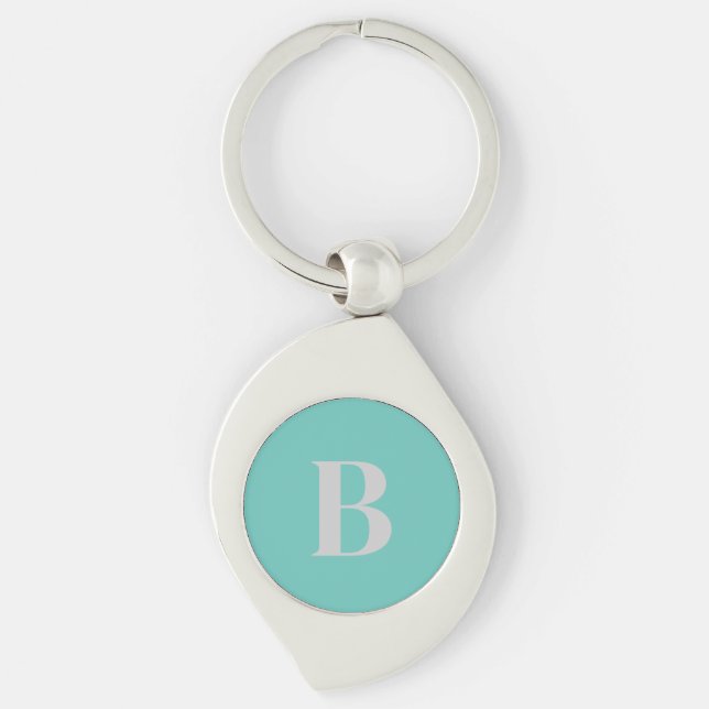 PORTE-CLÉS LETTRE INITIALE TURQUOISE CLAIRE UNIQUE (Devant)