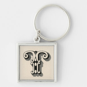 Porte-clés Lettre initiale Vintage rétroactive T Porte - clé