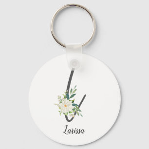 Porte-clés Lettre L et florale personnalisée