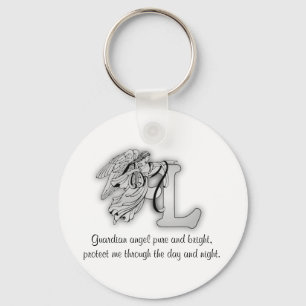 Porte-clés Lettre L initiale d'alphabet de monogramme d'ange