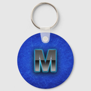 Porte-clés Lettre M - édition bleue au néon