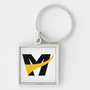 Porte-clés Lettre M géométrique gras stylisé jaune