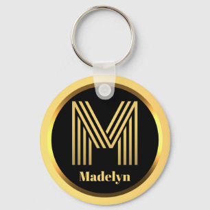 Porte-clés Lettre M or monogramme Porte - clé personnalisé