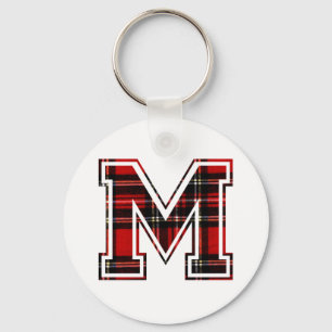 Porte-clés Lettre M Prénom Monogramme Tartan initial Imprimer